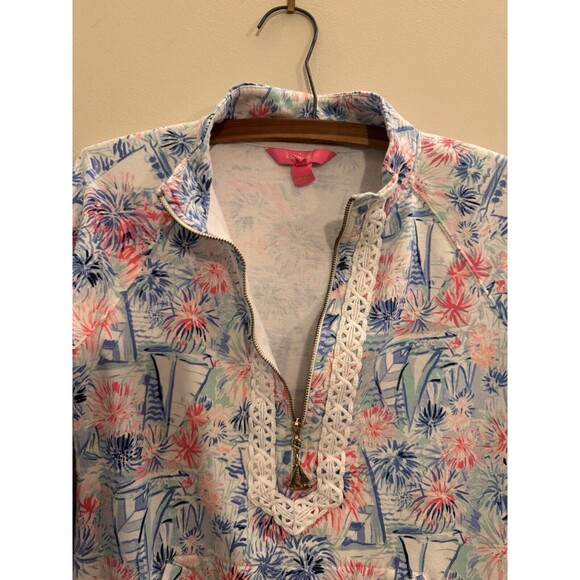 Lilly Pulitzer Janie Embroidered Popover Top Sea to Shining Sea Size XS Sweater - Picture 4 of 8